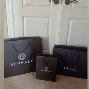 Authentic Versace and Gucci shopping bags